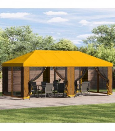 vidaXL Garden Gazebo with Sidewalls 6 x 3 m Yellow Polyester and Steel