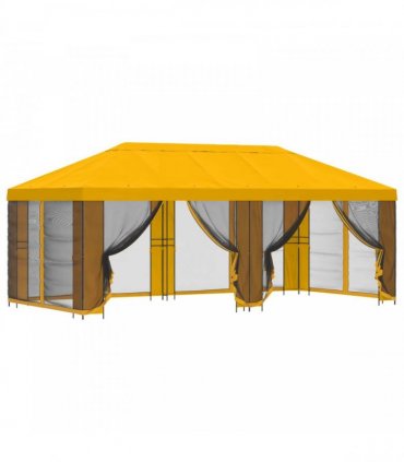vidaXL Garden Gazebo with Sidewalls 6 x 3 m Yellow Polyester and Steel