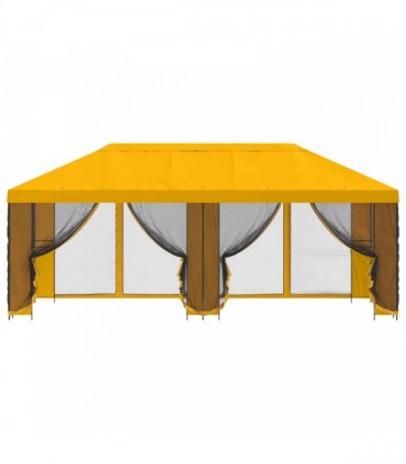 vidaXL Garden Gazebo with Sidewalls 6 x 3 m Yellow Polyester and Steel
