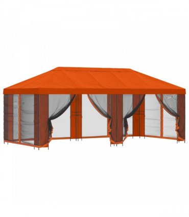 vidaXL Garden Gazebo with Sidewalls 6 x 3 m Orange Polyester and Steel