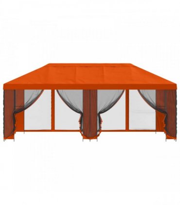 vidaXL Garden Gazebo with Sidewalls 6 x 3 m Orange Polyester and Steel