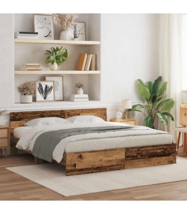 vidaXL Bed Frame with Headboard Old Wood 180 x 200 cm Engineered wood