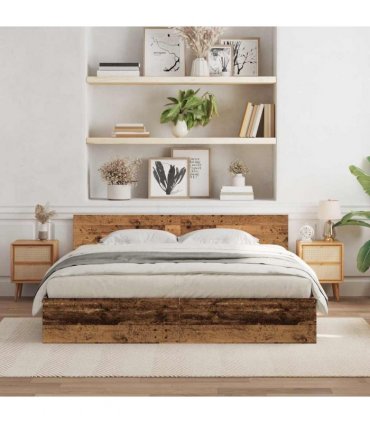 vidaXL Bed Frame with Headboard Old Wood 180 x 200 cm Engineered wood