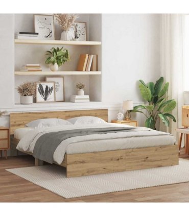 vidaXL Bed Frame with Headboard Artisan Oak 180 x 200 cm