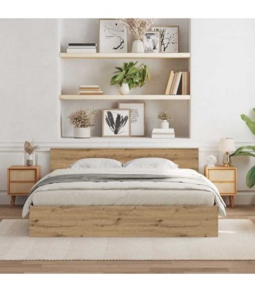 vidaXL Bed Frame with Headboard Artisan Oak 180 x 200 cm