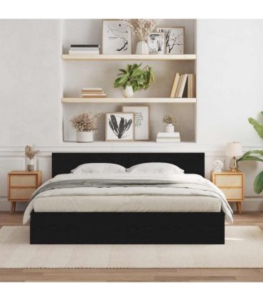 vidaXL Bed Frame with Headboard Black Oak 180 x 200 cm Engineered wood