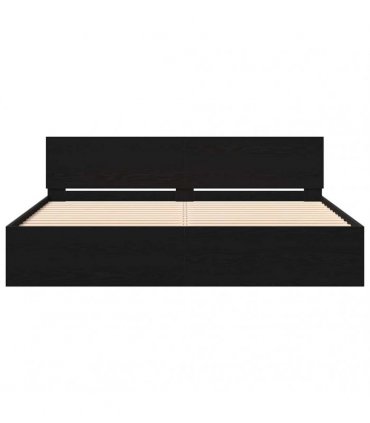 vidaXL Bed Frame with Headboard Black Oak 180 x 200 cm Engineered wood