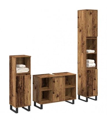 vidaXL Bathroom Furniture Set 3 pcs Brown Engineered Wood