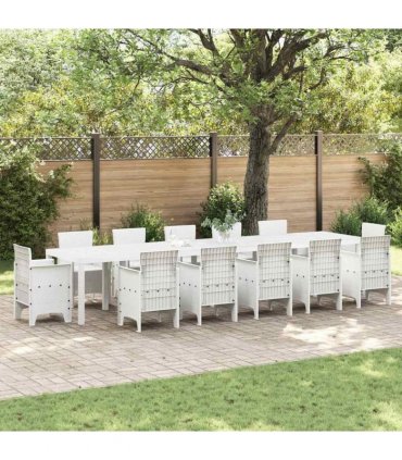 vidaXL Garden Table White 400 x 100 x 73 cm Poly Rattan