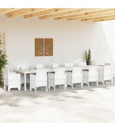 vidaXL Garden Table White 400 x 100 x 73 cm Poly Rattan