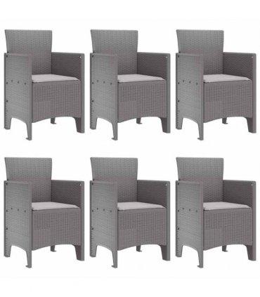 vidaXL Garden Dining Set 7 pcs Light Grey Polt rattan