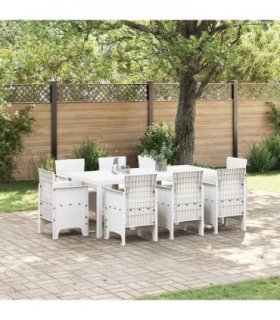 vidaXL Garden Dining Set 9 pcs White Polypropylene
