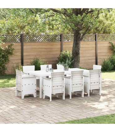 vidaXL Garden Dining Set 9 pcs White Polypropylene