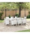 vidaXL Garden Dining Set 9 pcs White Polypropylene