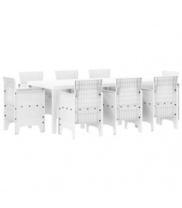 vidaXL Garden Dining Set 9 pcs White Polypropylene