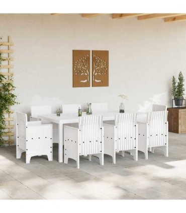 vidaXL Garden Dining Set 9 pcs White Polypropylene
