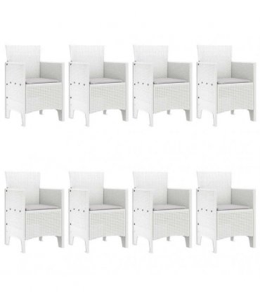 vidaXL Garden Dining Set 9 pcs White Polypropylene