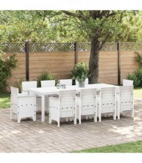 vidaXL Garden Dining Set 11 pcs White Polypropylene