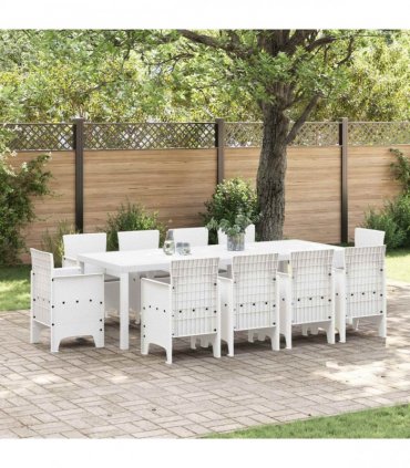 vidaXL Garden Dining Set 11 pcs White Polypropylene