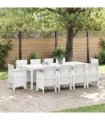 vidaXL Garden Dining Set 11 pcs White Polypropylene