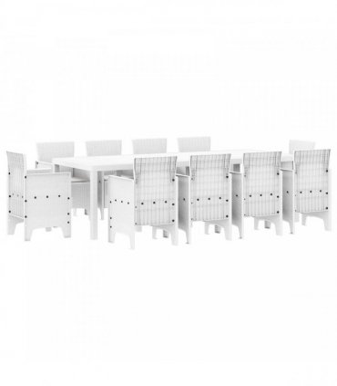 vidaXL Garden Dining Set 11 pcs White Polypropylene