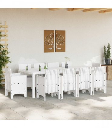 vidaXL Garden Dining Set 11 pcs White Polypropylene