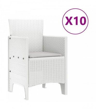 vidaXL Garden Dining Set 11 pcs White Polypropylene