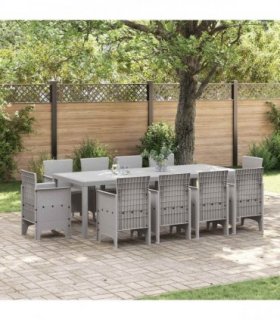vidaXL Garden Dining Set 11 pcs Light Grey Polypropylene