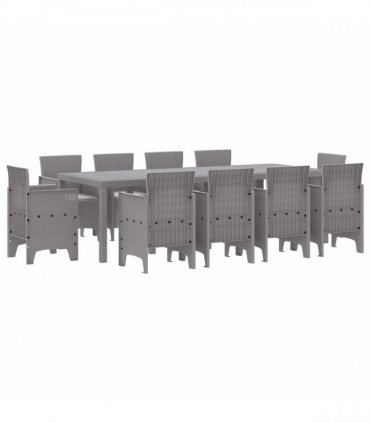 vidaXL Garden Dining Set 11 pcs Light Grey Polypropylene