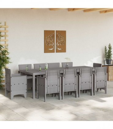 vidaXL Garden Dining Set 11 pcs Light Grey Polypropylene