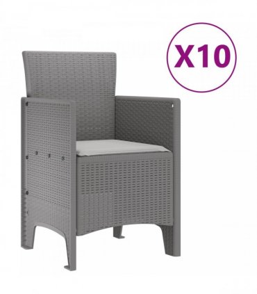 vidaXL Garden Dining Set 11 pcs Light Grey Polypropylene