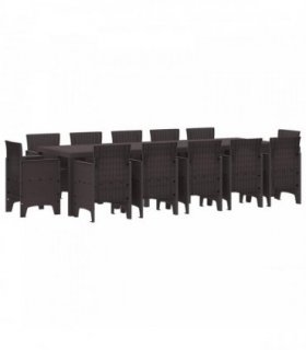 vidaXL Garden Dining Set 13 pcs Brown Poly rattan
