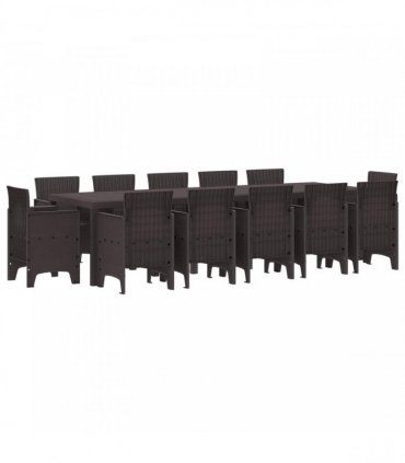 vidaXL Garden Dining Set 13 pcs Brown Poly rattan