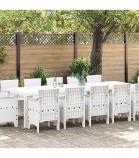 vidaXL Garden Dining Set 13 pcs White Poly rattan