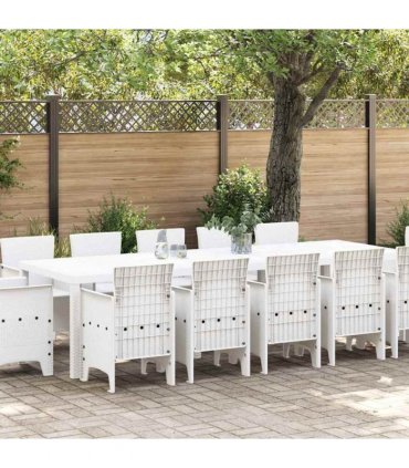 vidaXL Garden Dining Set 13 pcs White Poly rattan