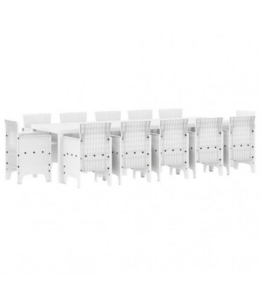 vidaXL Garden Dining Set 13 pcs White Poly rattan