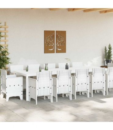 vidaXL Garden Dining Set 13 pcs White Poly rattan