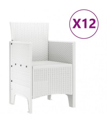 vidaXL Garden Dining Set 13 pcs White Poly rattan