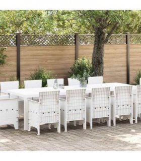 vidaXL Garden Dining Set 13 pcs White and Light grey