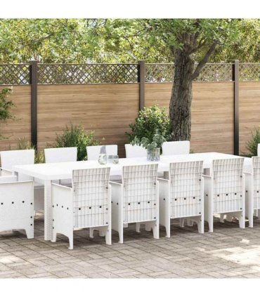 vidaXL Garden Dining Set 13 pcs White and Light grey