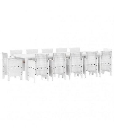 vidaXL Garden Dining Set 13 pcs White and Light grey