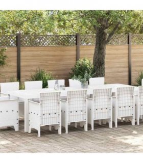 vidaXL Garden Dining Set 13 pcs White and Light grey