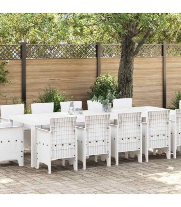 vidaXL Garden Dining Set 13 pcs White and Light grey