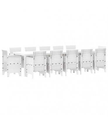 vidaXL Garden Dining Set 13 pcs White and Light grey