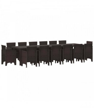 vidaXL Garden Dining Set 15 pcs Brown Polt rattan