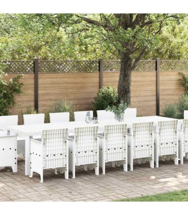 vidaXL Garden Dining Set 15 pcs White Polt rattan
