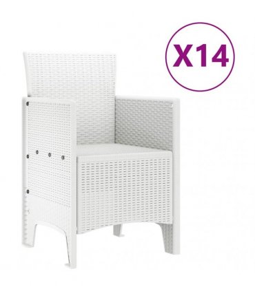 vidaXL Garden Dining Set 15 pcs White Polt rattan