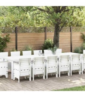 vidaXL Garden Dining Set 15 pcs White Polt rattan