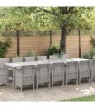 vidaXL Garden Dining Set 15 pcs Light Grey Polt rattan