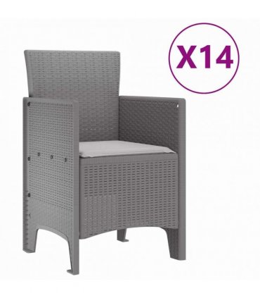 vidaXL Garden Dining Set 15 pcs Light Grey Polt rattan